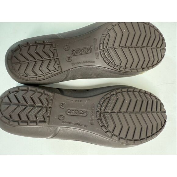 Crocs Kadee Leopard Print Bow Cap Toe Slip On Brown Gold Ballet Flats Womens 6 - Picture 8 of 10